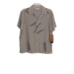 Vintage Uniform John Paul Richard Linen Blouse Women's Medium Short Sleeve